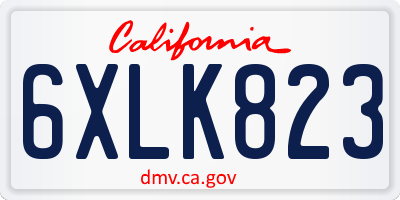 CA license plate 6XLK823