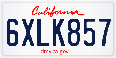 CA license plate 6XLK857