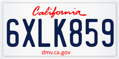 CA license plate 6XLK859