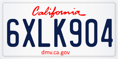 CA license plate 6XLK904