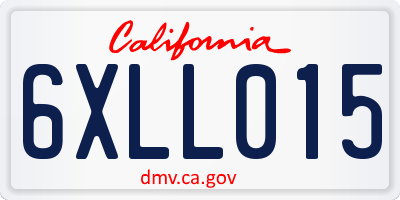 CA license plate 6XLL015