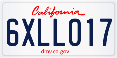 CA license plate 6XLL017