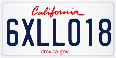 CA license plate 6XLL018