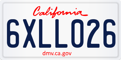 CA license plate 6XLL026