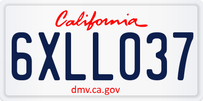 CA license plate 6XLL037