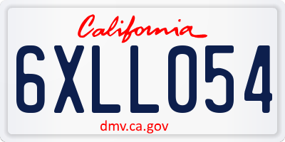 CA license plate 6XLL054