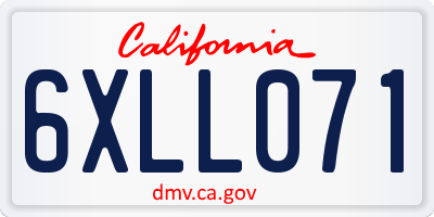 CA license plate 6XLL071