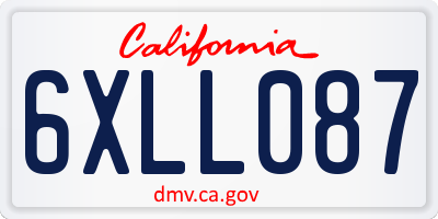 CA license plate 6XLL087