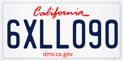 CA license plate 6XLL090