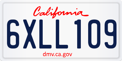 CA license plate 6XLL109