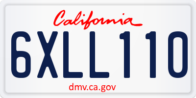 CA license plate 6XLL110