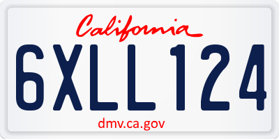 CA license plate 6XLL124
