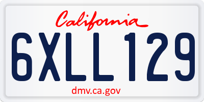 CA license plate 6XLL129
