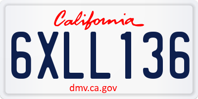CA license plate 6XLL136