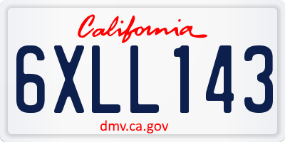CA license plate 6XLL143