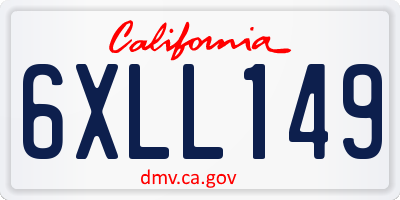 CA license plate 6XLL149