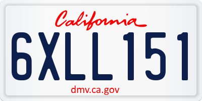 CA license plate 6XLL151