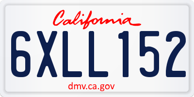 CA license plate 6XLL152