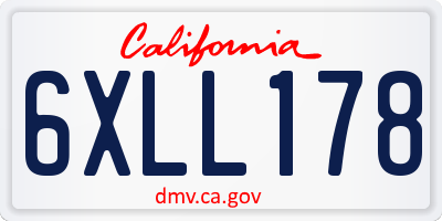 CA license plate 6XLL178