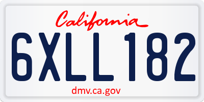 CA license plate 6XLL182