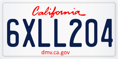 CA license plate 6XLL204