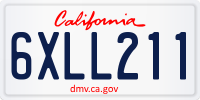 CA license plate 6XLL211