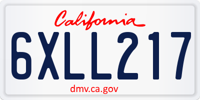 CA license plate 6XLL217