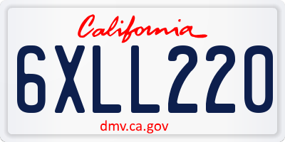 CA license plate 6XLL220