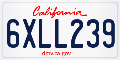 CA license plate 6XLL239