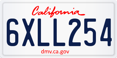 CA license plate 6XLL254