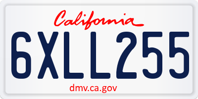 CA license plate 6XLL255