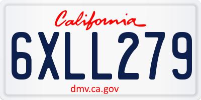 CA license plate 6XLL279