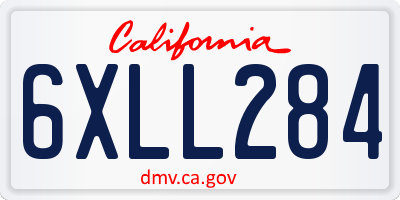 CA license plate 6XLL284