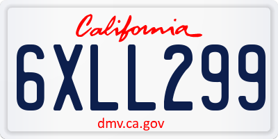 CA license plate 6XLL299