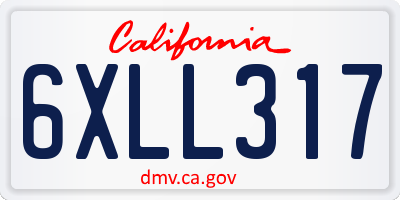 CA license plate 6XLL317