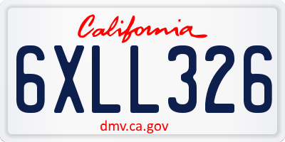 CA license plate 6XLL326