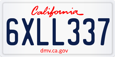 CA license plate 6XLL337