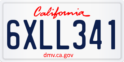 CA license plate 6XLL341