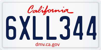CA license plate 6XLL344
