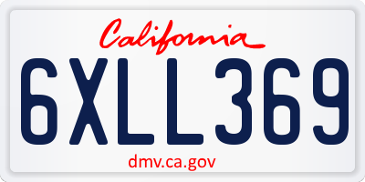 CA license plate 6XLL369