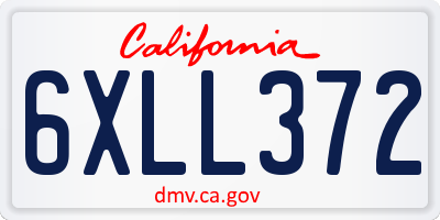CA license plate 6XLL372