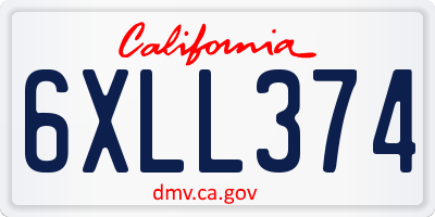 CA license plate 6XLL374