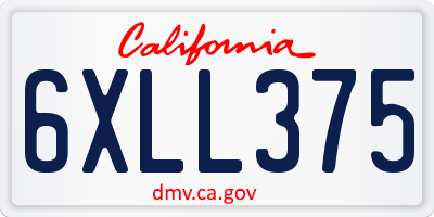CA license plate 6XLL375