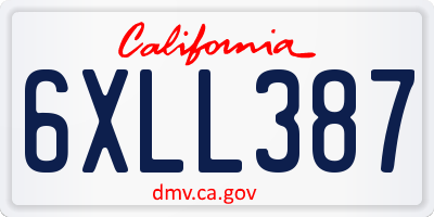 CA license plate 6XLL387