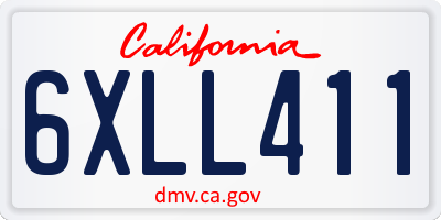 CA license plate 6XLL411