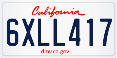 CA license plate 6XLL417