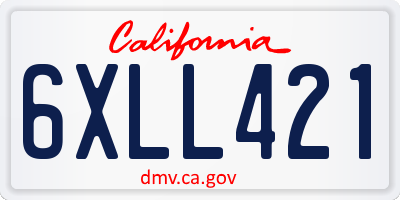 CA license plate 6XLL421