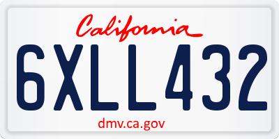 CA license plate 6XLL432