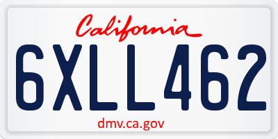 CA license plate 6XLL462