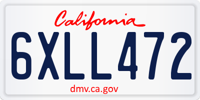 CA license plate 6XLL472